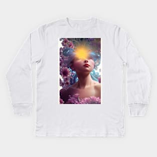 Vicky has her head in the floral clouds Kids Long Sleeve T-Shirt